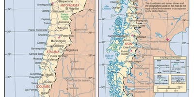 Карта Чылі з гарадамі
