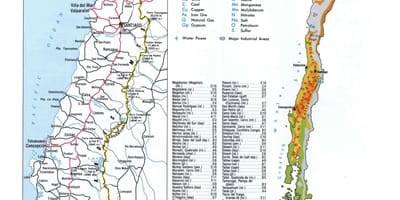 Карта Чылі прыродныя рэсурсы 